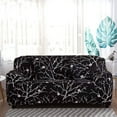 thumbnail image 3 of Neween Sofa Cover High Stretch Elastic Fabric 1 2 3 Seater Sofa Slipcover Chair Loveseat Couch Cover Polyester Spandex Furniture Protector Cover with 1 Pillowcase (2 Seater, Black Pattern), 3 of 7