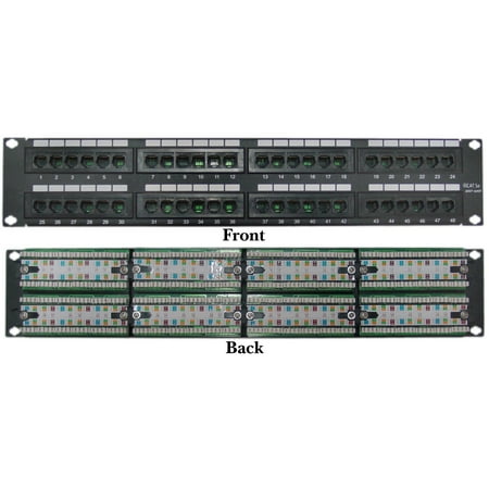 Patch Panel 568b 48 Port - ACL 2 Unit Rackmount 48 Port Cat5e Patch Panel, Horizontal 110 Type 568A & 568B Compatible, 2 Pack