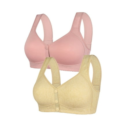 MIASHUI Bras 2PC Women s Front Side Buckle Lace Edge without Steel Ring Movement Seamless Gathering Adjustment Yoga Sleep Large Bra Bras for Women Beige