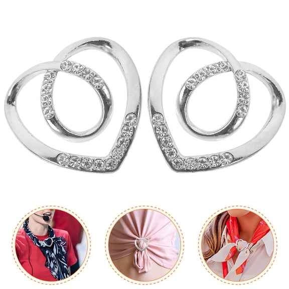 FELTECHELECTR 2Pcs Scarf Ring Clothes Clips for Women Zinc Alloy Round Silver Anti-slip