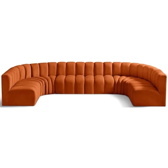 Meridian Furniture Arc Cognac Velvet Modular Sectional