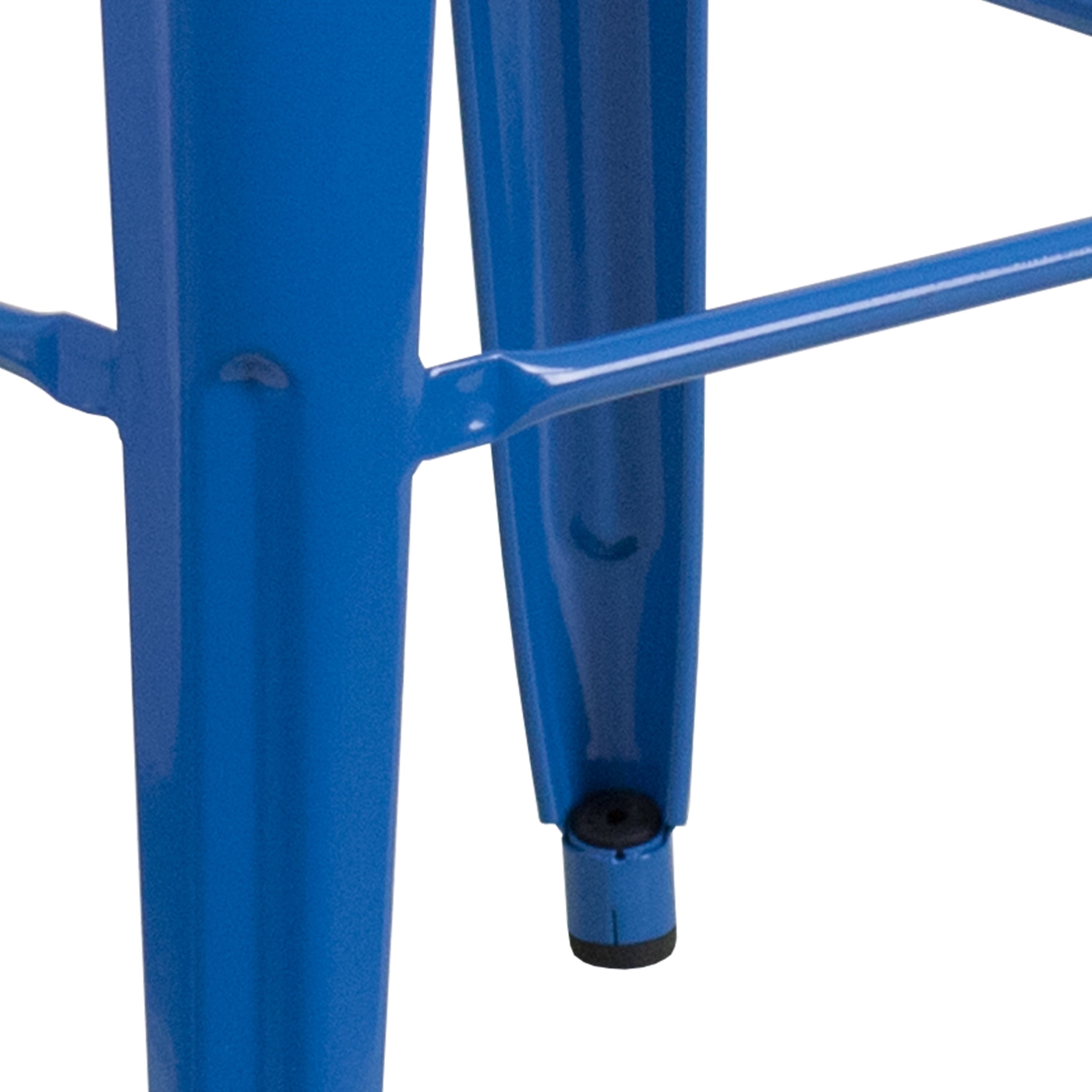 Merrick Lane Blue 30" High Backless Metal Bar Height Stool with Square Seat for Indoor-Outdoor Use