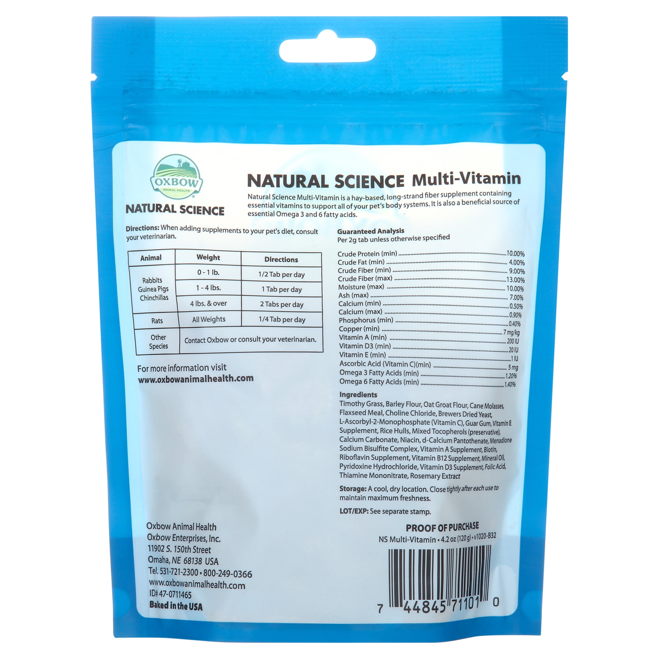 Oxbow Animal Health Natural Science Small Animal Multi Vitamin Supplement, 4.2 oz