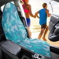 thumbnail image 4 of POLERO Teal Geometric Triangle Car Towel Seat Cover, Non Slip Waterproof Plush Microfiber Cover, Washable for Cars Vans and Drivers, 4 of 7