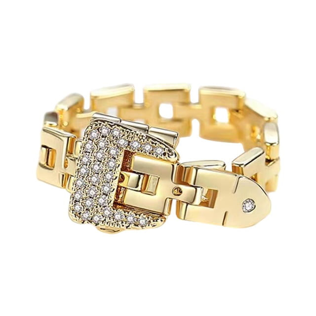Anillos de articulación jinwen hebilla de cinturón Anillos de vidrio ajustables Día de San Valentín Oro