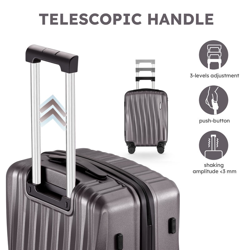 Gowill 4 Piece Hardside Luggage Set 27/23/19/12 inch Hardshell Lightweight Spinner Wheels Carry-on and Checked Suitcase.Iron Gray