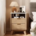 thumbnail image 2 of KeyWhat Modern Nightstand with Charging Station, Mid-Century Wood End Table Side Table for Living Room, Fluted Panel, Natural Oak, 2 of 8