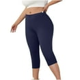 thumbnail image 6 of Zuesphe Plus Size Capris for Women Stretch Knee Length Leggings Elastic Waist Casual Summer Womens Pull on Capris L-5xl, 6 of 7