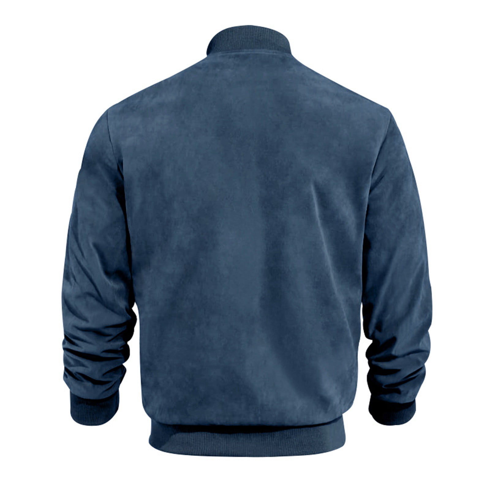 Huresd Mens Genuine Suede Bomber Jacket Leather Casual Varsity Vintage Smart Casual Blue 3XL