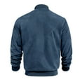 thumbnail image 5 of Huresd Mens Genuine Suede Bomber Jacket Leather Casual Varsity Vintage Smart Casual Blue 2XL, 5 of 5