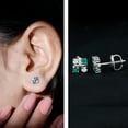 thumbnail image 3 of Rosec Jewels Lab Created Diamond and Emerald Cluster Earrings Studs with Screw Back - Ready to Gift, 925 Sterling Silver, 3 of 8
