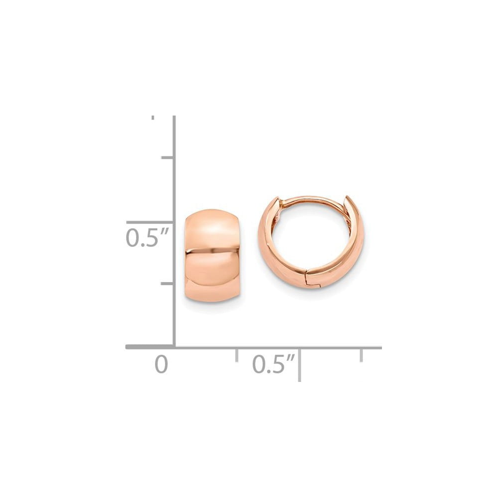 Real 14kt Rose Gold Round Hinged Hoop Earrings; for Adults and Teens; for Women and Men