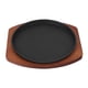 thumbnail image 1 of GOOHOCHY 1 juego de sartén de hierro fundido para fajitas con base de madera, antiadherente, redonda, para asar carne, para barbacoa, para cocina y restaurante., 1 of 7
