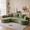 Green, variant on 122" Oversized Curved Modular Sectional Sofa for Living Room,Beige Chenille Boneless Couch with Left Chaise,5 Throw Pillows,Extra Deep Seat