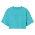 thumbnail image 5 of Likimi Womens Cropped T-Shirt Crew Neck Solid Color Short Sleeve T Shirts For Women Summer Soft Tops Sky Blue Size 2Xl, 5 of 6