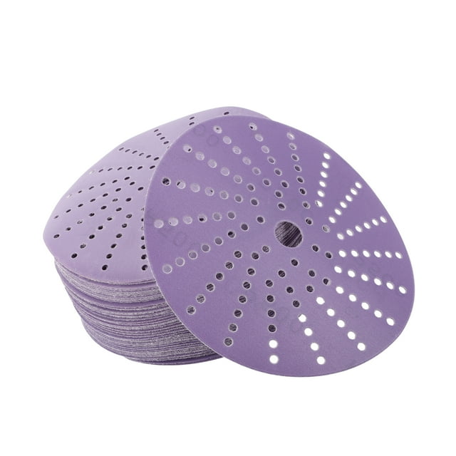 Unique Bargains Disques de Ponçage Ronds à Crochet et Boucle Papier de Verre Durabilité Réparation Automobile 6 Pouces 500Grit 50 Pcs Violet
