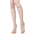 thumbnail image 2 of Gymayou Knee High Stockings For Women 15D Transparent Shimmer Nylon Trouser Socks Z01/Beige, 2 of 3
