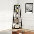 thumbnail image 4 of Fnova 71" 5-Tier Industrial Corner Ladder Shelf, Modern Corner Bookshelf, Compact Bookcase, Plant Stand for Living Room, Kitchen, Home Office, 4 of 14