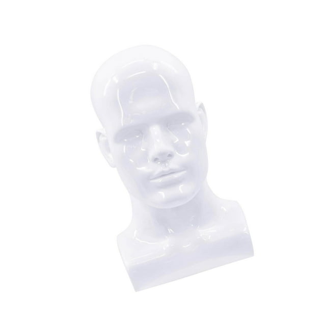 facefd PVC Male Mannequin Head Display Head Mannequin Display Wig Head Stand White