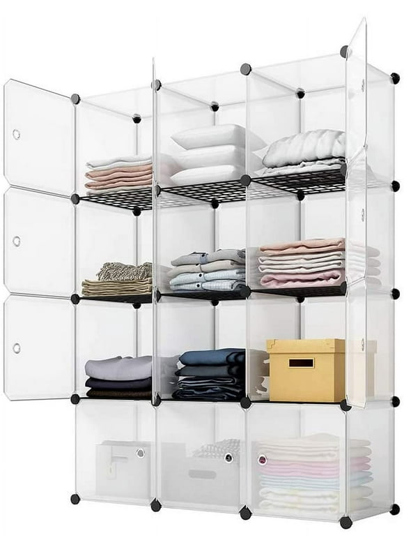 Portable Storage Cubes-14 x14 Cube (12 Cubes)-More Stable (add Metal Panel) Cube Shelves with Doors, Modular Bookshelf UnitsClothes Storage ShelvesRoom Organizer for Cubby Cube