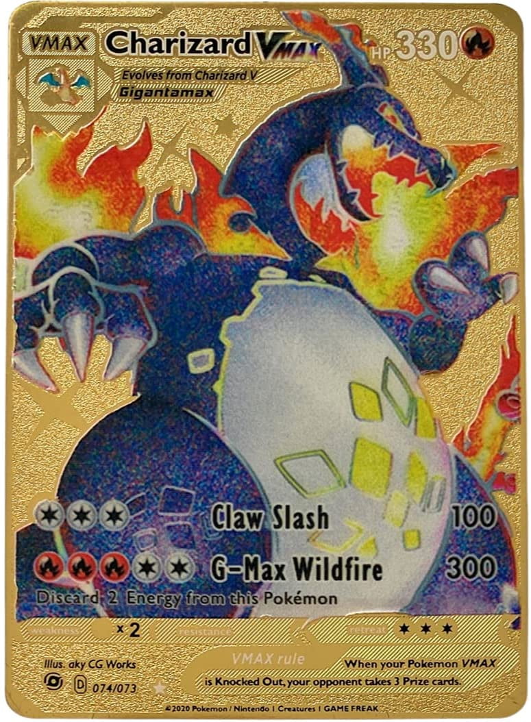 charizard pokemon card vmax rainbow LIUHYLG Charizard VMAX Metal Card - Collector's Rare Shiny Rainbow Gold Card