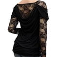 thumbnail image 2 of eVogues Plus size Floral Lace Sleeve Top Black, 2 of 3