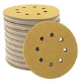 thumbnail image 1 of 100 Discos de Lijado Amarillos de 5 Pulgadas, Papel de Lija de Óxido de Aluminio con Gancho y Bucle P120 de 8 Orificios para Pulir la Lijadora Orbital Aleatoria, 1 of 5