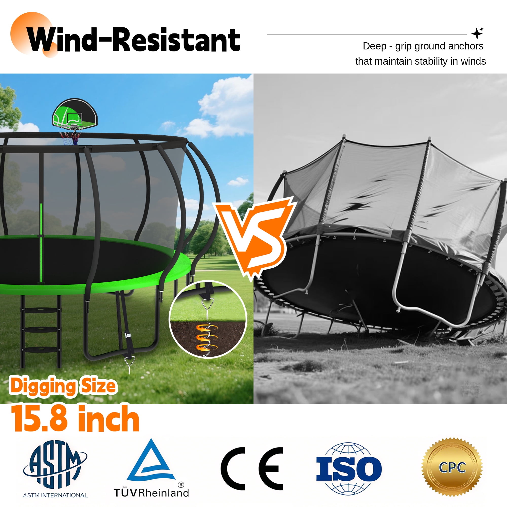 DeepRoar 2026 Upgraded 14FT Trampoline for Kids and Adults, Heavy Duty 1400LBS Outdoor Trampoline Set with Enclosure, Basketball Hoop, Light and Sprinkler, Recreational Trampolines for Backyard