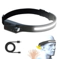 thumbnail image 1 of Linterna frontal LED, inducción de todas las perspectivas, iluminación de 230°, 350 lúmenes, diseño liviano, resistente a la intemperie, recargable por USB (negro), 1 of 5