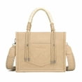 thumbnail image 5 of Wrangler Tote Bag Cow Print Western Satchel Bags for Women with Braided Rope Handle, Tan, 5 of 7