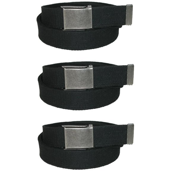 CTM Fabric Belt with Flip Top Nickel Buckle (Pack of 3) (Men)