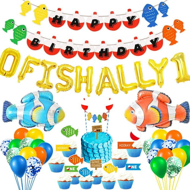 O Fish Ally One Balloons, Fish First Birthday Party Supplies, Gone Fishing/Little  Fisherman/The Big One/Fishing Themed 1st Birthday Party Supplies Decorations  - - 