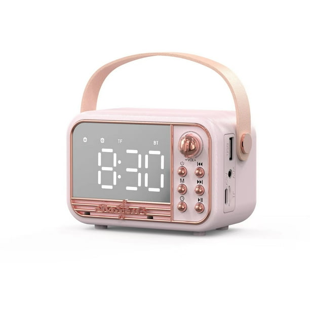 Altavoz Bluetooth con micrófono integrado, despertador portátil retro, altavoz, regalos