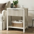thumbnail image 4 of Aufeile Nightstand for Bedroom Set of 2 with Charging Station, Modern Side Table with Drawer & Open Shelf, Fluted End Table with 2 AC Outlets, USB & Type-C, White Oak, 4 of 8