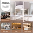 thumbnail image 4 of ClinQ Counter Height Bar Stool Set of 2, 26 in Fabric Upholstered Seat, Metal Legs for Indoor Dining Room and Kitchen Island, Lightgrey & White Leg, 4 of 6