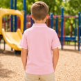 thumbnail image 5 of Lumtrix Boys Solid Uniform Short-Sleeve Polo Shirt | Breathable Short Sleeve Tops Collared Button Down Tees Light pink 130, 5 of 6
