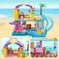 thumbnail image 4 of Dream Girls Friends Juego de construcción de casa de playa, 380 piezas, villa de playa junto al mar, casa de piscina con tobogán, juguetes de construcción, sala de fiestas de vacaciones de verano, kit, 4 of 5