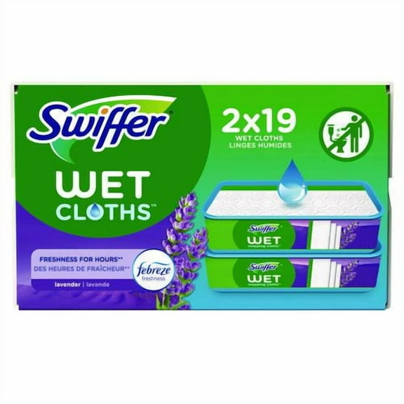 Sweeper TRAP   LOCK Wet Mop Cloth, 8 x 10, White, Lavender Scent, 38/Pack | Bundle of 2