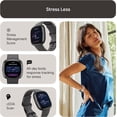 thumbnail image 3 of Fitbit Sense 2 Advanced Health and Fitness Smartwatch, SpO2, 24/7 Heart Rate and GPS, Fit Bit Smart Watch For Men And Women, Shadow Grey/Graphite Bundle With Cleaning Cloth and Charger, 3 of 9