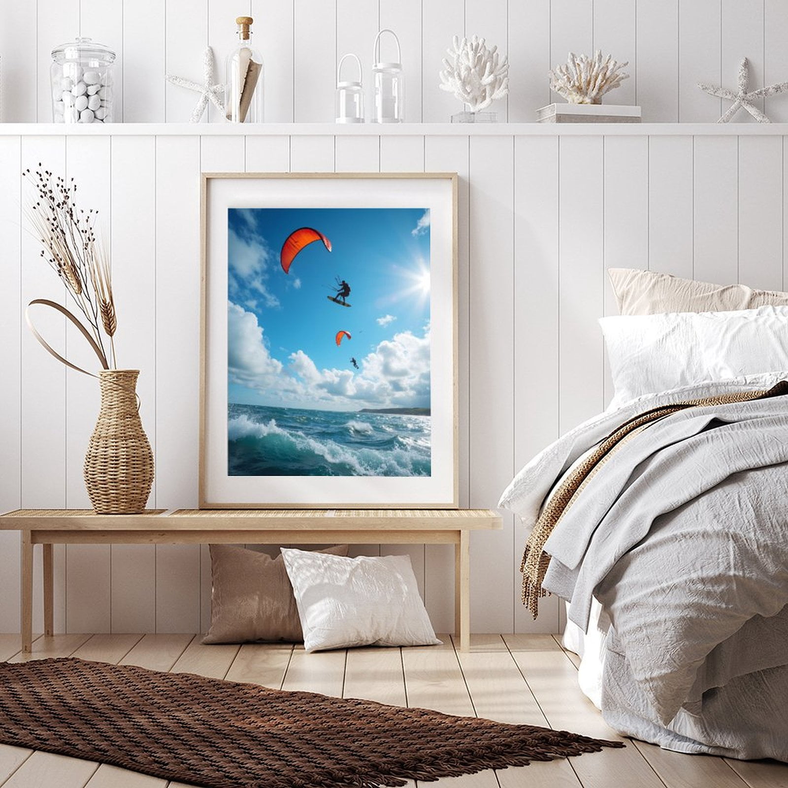 Diamond Art Kits for Adults - 5d Kite Surfing Adventure Blue Sky Diamond Painting for Adults, Diamond Art for Adults Beginners, Diamond Painting Kits for Adults for Home Wall Decor