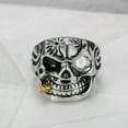 thumbnail image 2 of K-KED Vintage Classic Smoking Cigar Skull Ring Stainless Steel Gothic Men's Punk Ring-7, 2 of 6