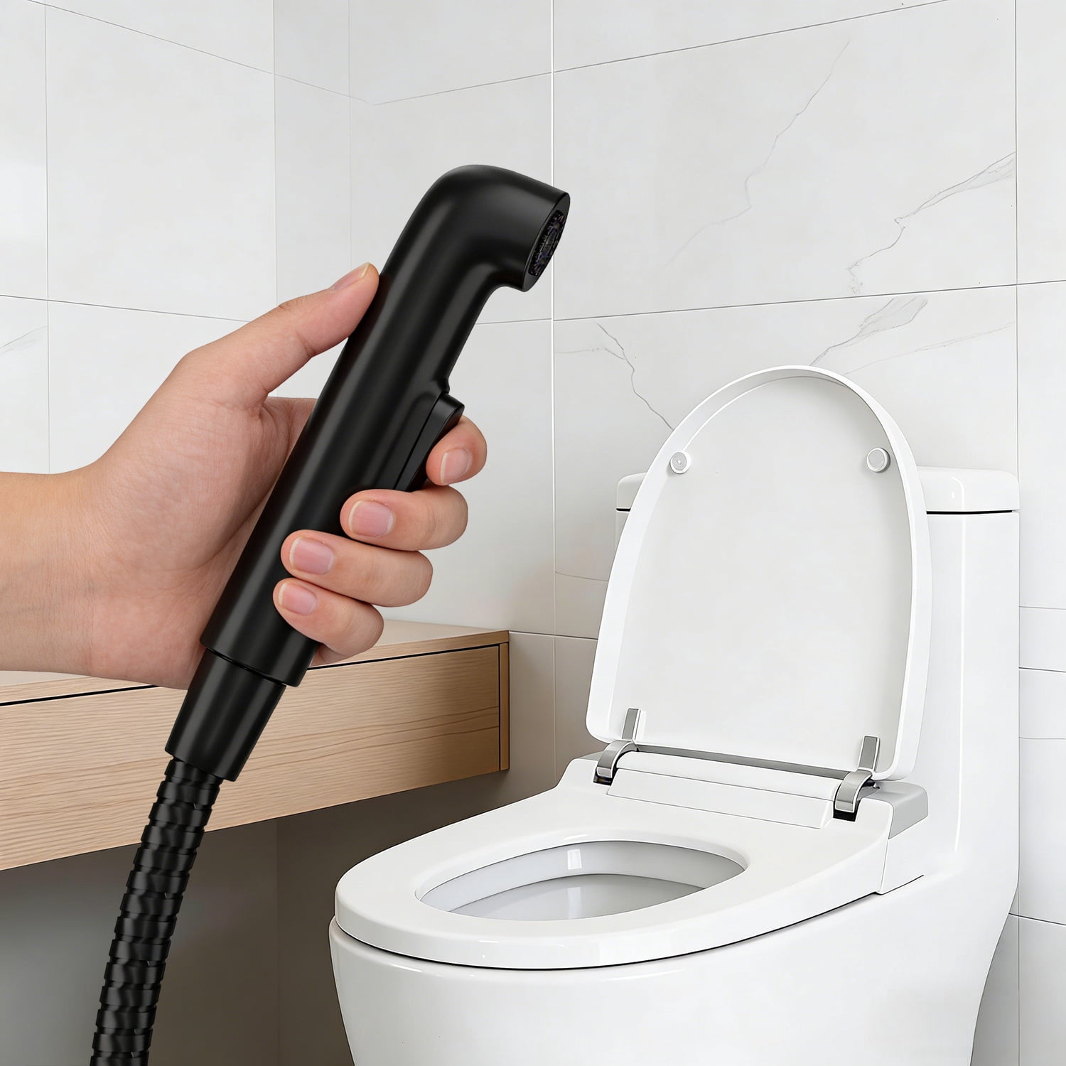 Bathroom Bidet Sprayer Attachment with Stainless Steel Hose, Shut Off Valve Toilet Sprayer Kit