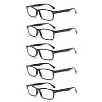 EYE ZOOM 5 Pack Unisex Rectangular Vintage Plastic Frame Reading Glasses for Men and Women, Black,  2.75