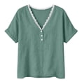 thumbnail image 5 of GUACER Womens V Neck Flowy Tee Blouses Lace Trim Short Sleeve Shirts Button Detail Casual Boho Summer Tunic Tops, 5 of 5
