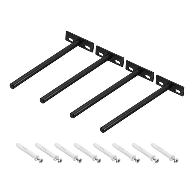 Uxcell 4Pack 7 Inch Wall Mounting Floating Shelf Bracket Hidden Shelf Support, Black