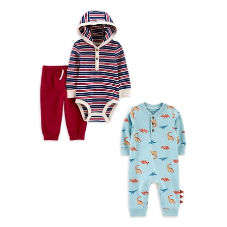 Carter's Child of Mine Baby Boy, Jumpsuit and Bodysuit Pant Set, 3-Piece, Sizes 0/3-24M