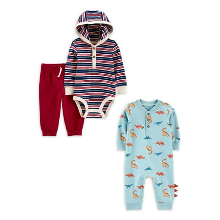 Carter's Child of Mine Baby Boy, Jumpsuit and Bodysuit Pant Set, 3-Piece, Sizes 0/3-24M