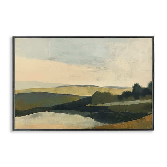 Stupell Industries Green Hills Painting Landscape & Nature Painting Black Framed Art Print Wall Art, 18 x 12