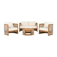 thumbnail image 3 of Christopher Knight Home 4-Piece Outdoor Conversation Set, Curved Woven Rope Chairs & Coffee Table, Teak+Beige, 3 of 13