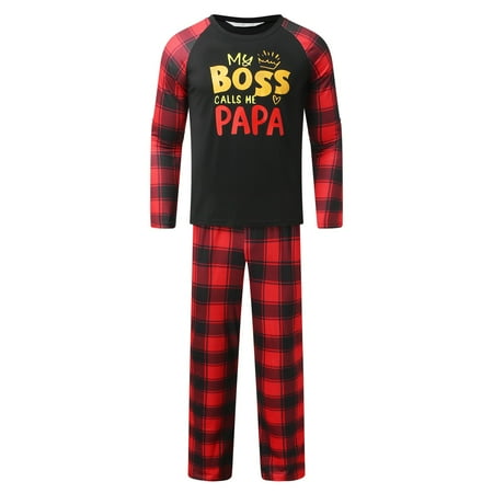 

ketyyh-chn99 Pajama Gram Holiday Family Christmas Pjs Letter Plaid Print Long Sleeve T Matching Christmas Pajama Pants for Family